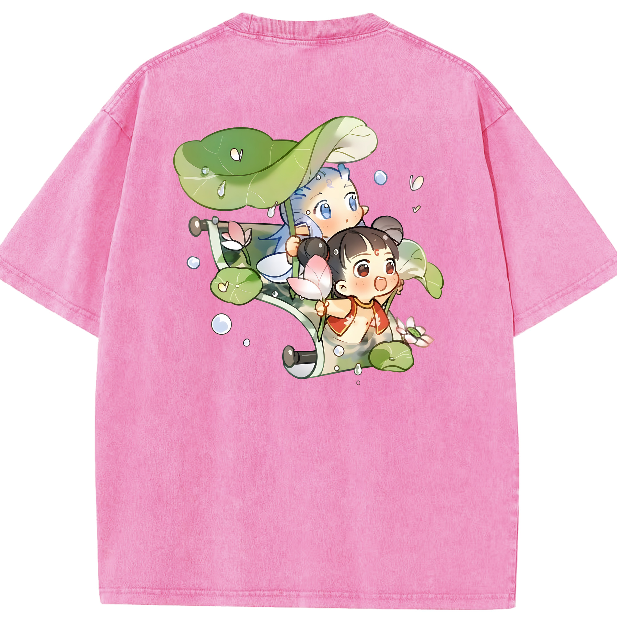 （画像用） Ne Zha 2 ナタ 魔童の大暴れ 綿100% ヴィンテージ風 半袖Tシャツ（背面プリント）